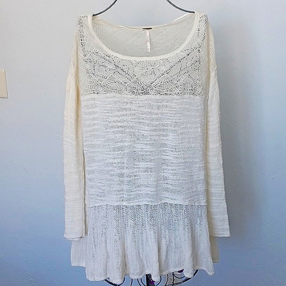 Free People boho crochet cotton tunic